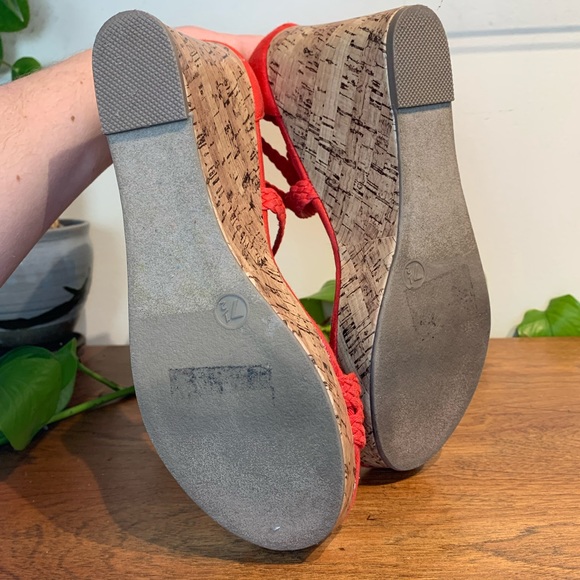 Mossimo Supply Red Woven Faux Cork Wedge Sandal - Picture 3 of 5